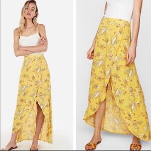 Express Yellow Floral Maxi Skirt
